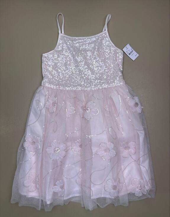 Zenzi Other - Girls Pink Sequin Party Dress Floral Tulle Sleeveless Zenzi Size 8 NWT